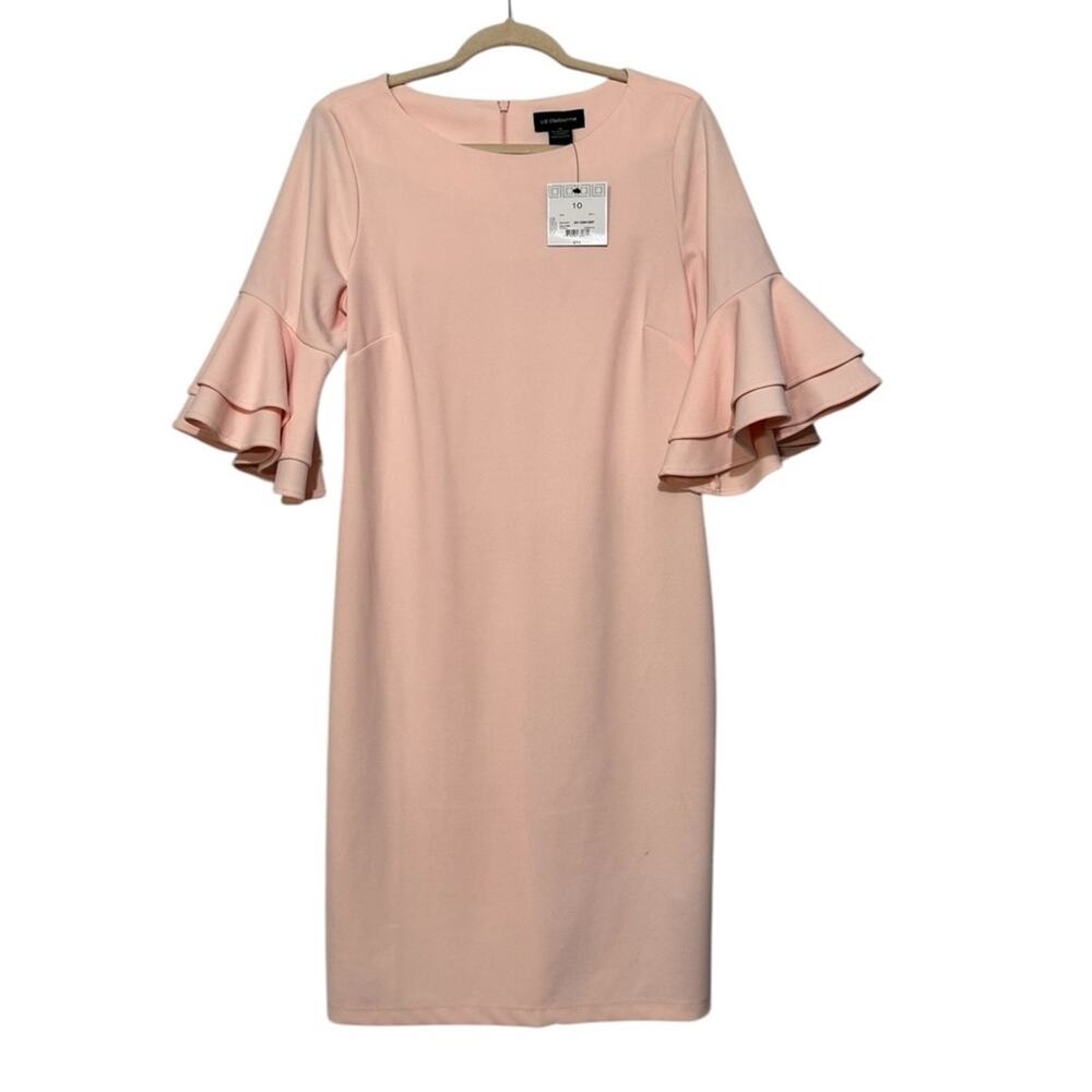 Liz Claiborne NWT‎ Light Pink Fluted Bell Ruffle Sleeve Office Career Dress 10